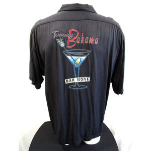 VTG Tommy Bahama "Bar None" Embroidered Martini Hawaiian Camp Shirt Men XL